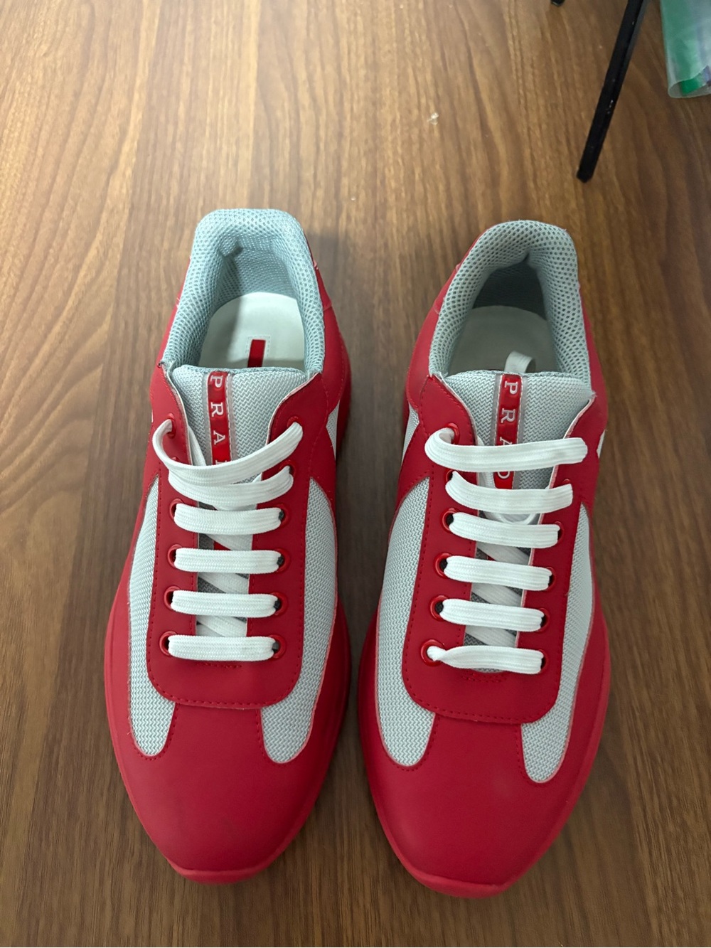 Prada Red and White Men's Low-Top Sneakers